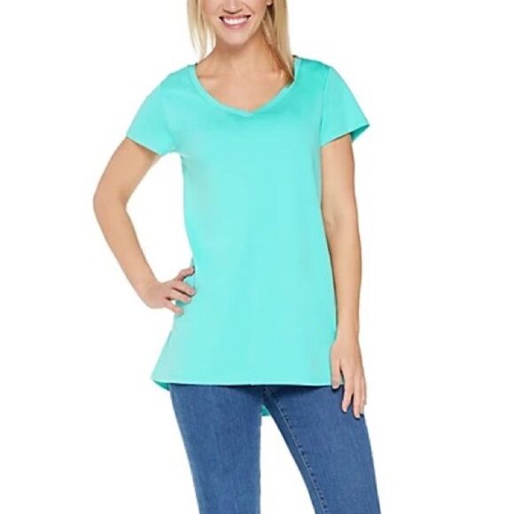 šIsaacĀ Mizrah Essentials Pima CottonāV-NeckāTunic - Picture 1 of 3